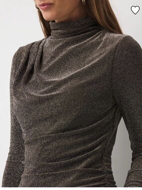 White House Black Market Black Mixed Metallic Shimmer Top